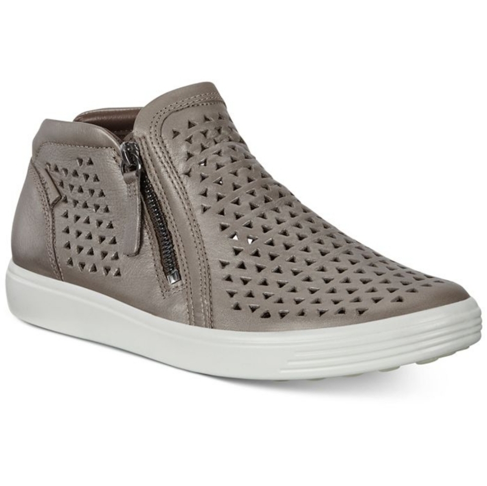 Ecco Womens Soft 7 Lazer Cut Leather Ankle Sneakers boots shoes sz 38/7